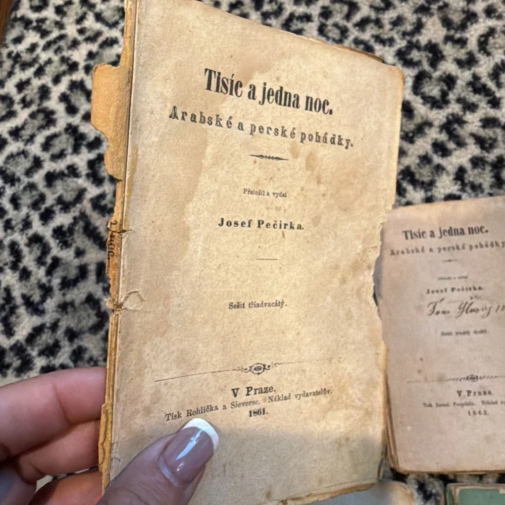 Lot 9‎ Antique Czech Arabian Nights Books 1859-1873 Josef Pecirka Prague Parts